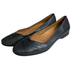 Naturalizer Black Leather Criss Cross Flat Shoes 9M JAYE Slip On Walking Comfort